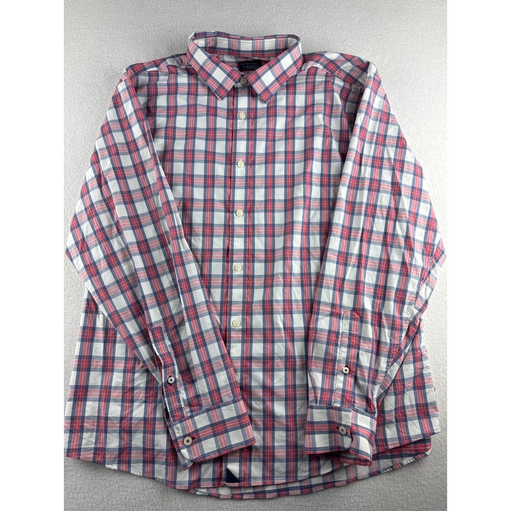 UNTUCKit Mens XXL Tour De Paz Plaid Performance Button Down Shirt Red White Blue
